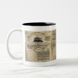 Ticket RMS Titanic 1912 Zweifarbige Tasse