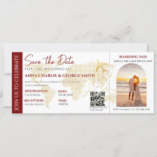 Ticket Save the Date mit Foto Hochzeit Einladung