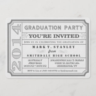 Ticket Style 2014 Einladung zur Gray Graduation Pa