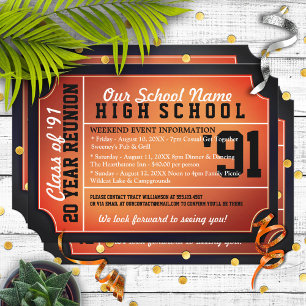 Ticket Style Black/Orange Class Wiedersehen Einladung