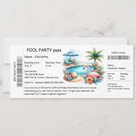 Ticket-Style-Poolparty-Einladung – Geburtstagsfeie Einladung