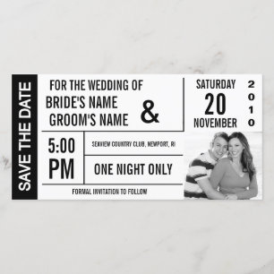 Ticketdesign Save the Date Fotokarte