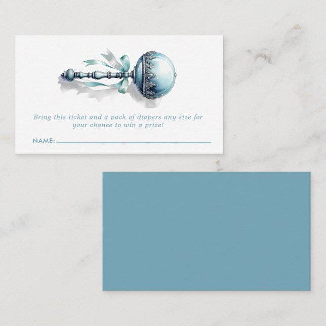 Ticketkarte für Blue Baby Rattle Boy Diaper Begleitkarte (Vorne/Hinten)