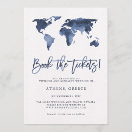 Tickets buchen | World Map Blue Save the Date