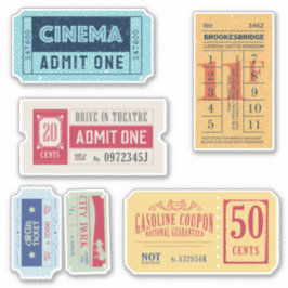 Tickets für das phantastische Retro Theater Aufkleber