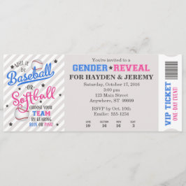 Ticketstil für Baseball oder Softball Gender Einladung
