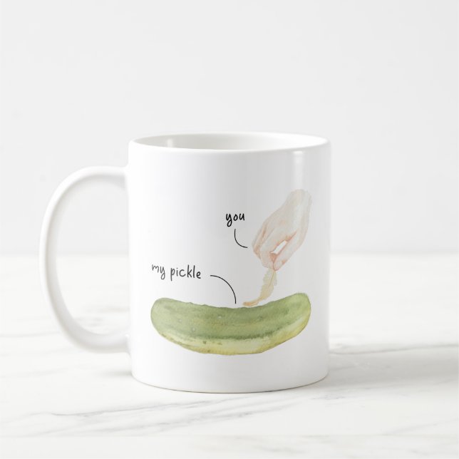 Tickle my Pickle Funny Watercolor Art Kaffeetasse (Links)