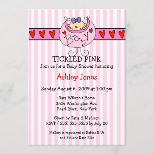 TICKLED PINK Bib Baby Girl Dusche Einladungen