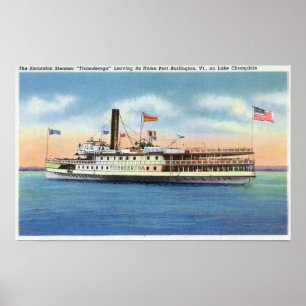 Ticonabweicha Steamer Verlassend Port Burlington, Poster