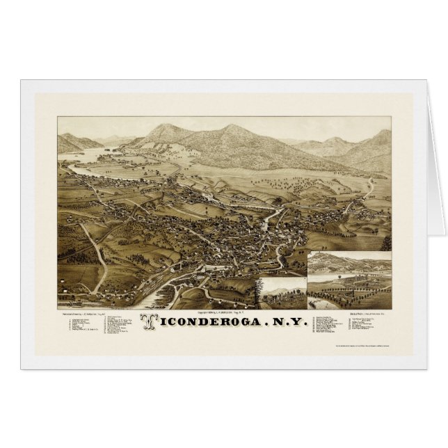 Ticonderoga, NY panoramische Karte - 1884 (Vorderseite (Horizontal))