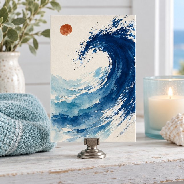 Tidal Calligraphy Kunst Druck Poster (4 x 6 inch unframed semi-gloss print. Flat printed artwork. Styled scene; props not included.)