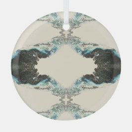 Tidal Echoes — Abstrakte flüssige Tintenschrift Ornament Aus Glas