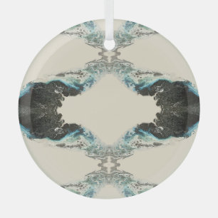 Tidal Echoes — Abstrakte flüssige Tintenschrift Ornament Aus Glas