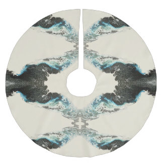 Tidal Echoes — Abstrakte flüssige Tintenschrift Polyester Weihnachtsbaumdecke