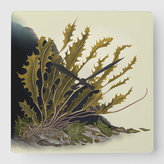 Tidal Fronds Quadratische Wanduhr (Vorderseite)