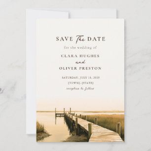 Tidal Marsh Gras Dock Lowcountry Sonnenunterzeit H Save The Date