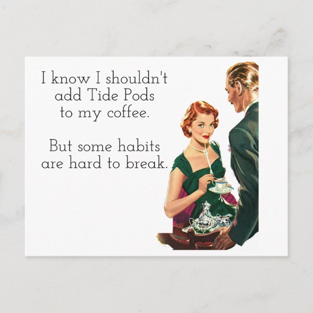 Tide Pods Kaffee Dame Postkarte (Vorderseite)