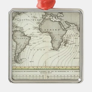 Tide-Wave-Atlas-Karte Silbernes Ornament