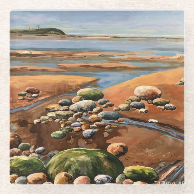 Tides Out Meeresstrand Glasuntersetzer (Vorderseite)