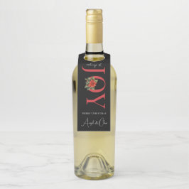 TIDINGS OF JOY RED CHRISTMAS POINSETTIA on BLACK Flaschenanhänger