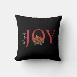 TIDINGS OF JOY RED CHRISTMAS POINSETTIA PATTERN KISSEN