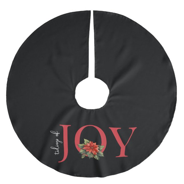 TIDINGS VON JOY RED CHRISTMAS POINSETTIA AUF SCHWA POLYESTER WEIHNACHTSBAUMDECKE (Vorderseite)