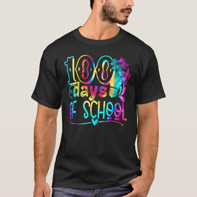 Tie Dye 100 Days Brighter Student Happy 100th Day  T-Shirt (Vorderseite)