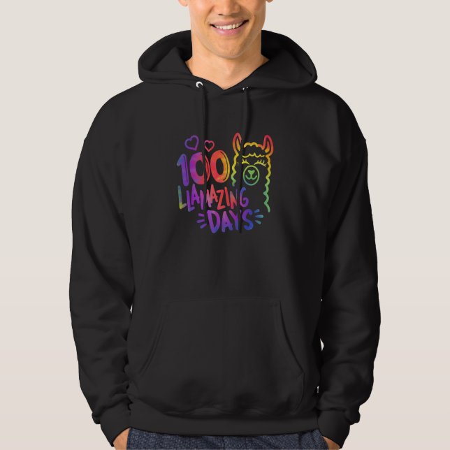 Tie Dye 100 Days of School Shirt Teachers 100 Llam (Vorderseite)