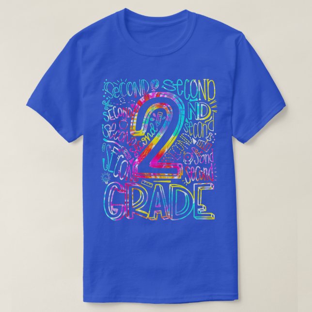 Tie Dye 2nd Grade Typography Team Second Grade Tea T-Shirt (Design vorne)