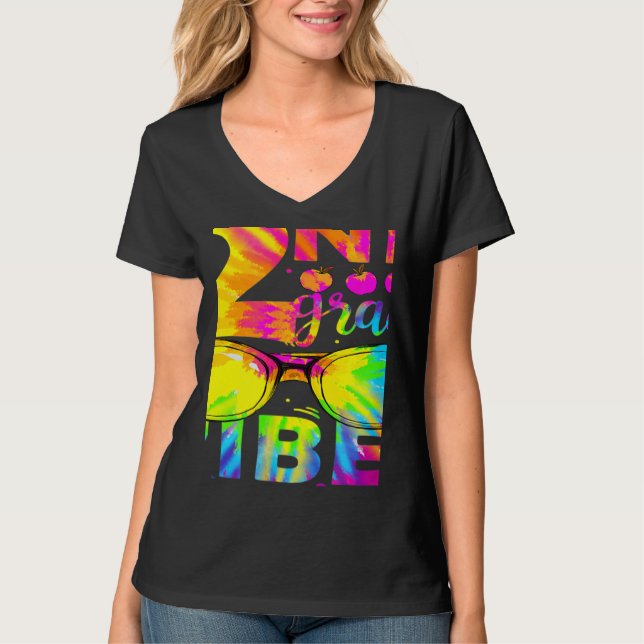 Tie Dye 2nd Grade Vibes Teacher First Day Of Back  T-Shirt (Vorderseite)