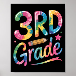 Tie Dye 3. Klasse Vibes Lehrer Erster Tag zurück Poster