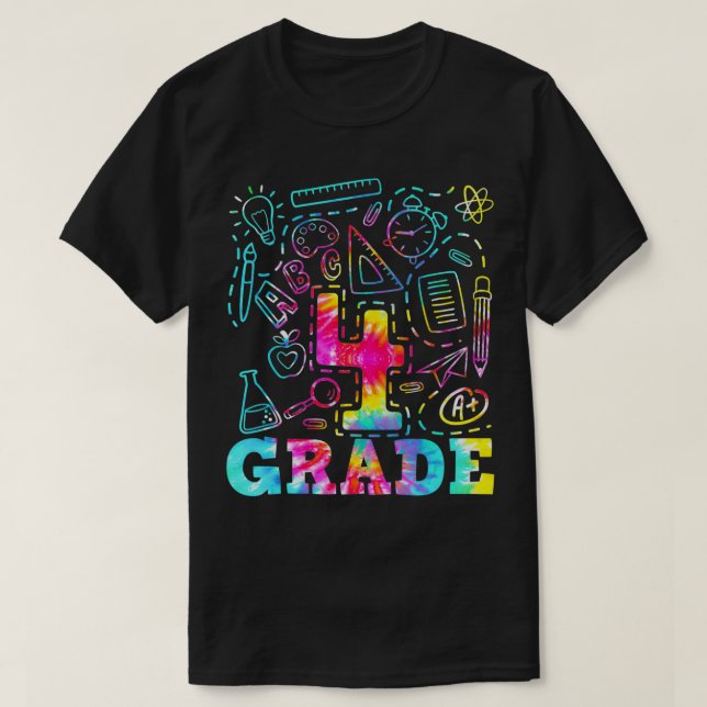 Tie Dye 4th Grade Typography Team Fourth Grade Tea T-Shirt (Design vorne)