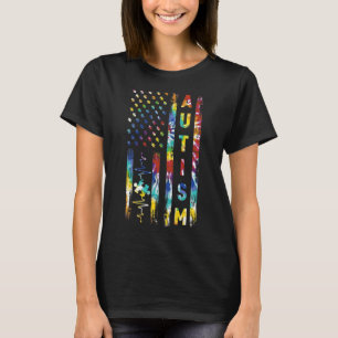 Tie Dye Amerikanische Flagge Autismus-Bewusstsein T-Shirt