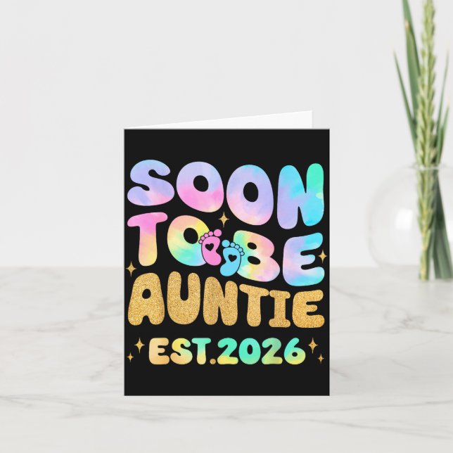 Tie Dye Auntie Promoted To Auntie 2026 Soon To Be  Karte (Vorderseite)