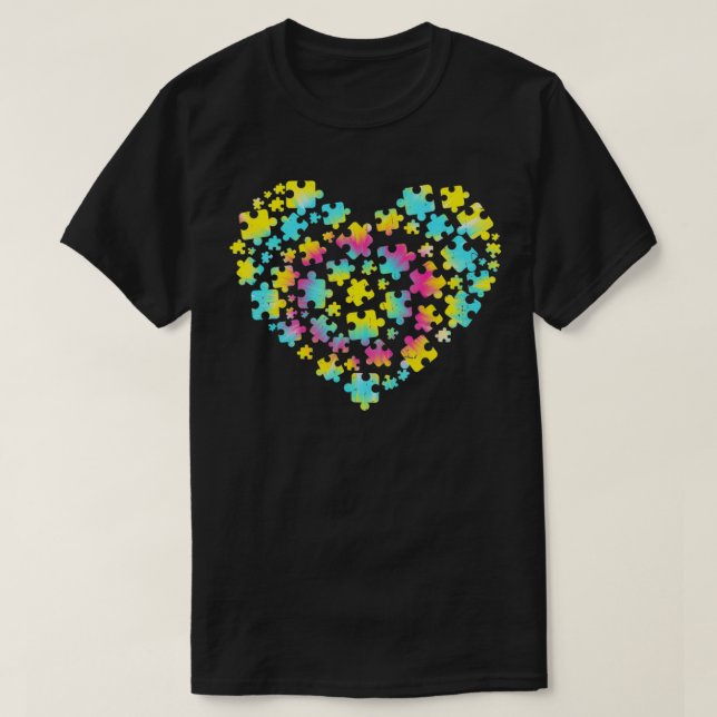 Tie Dye Autism Awareness Puzzle Heart Be Kind Acce T-Shirt (Design vorne)