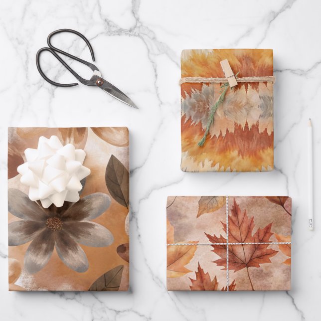 Tie Dye Autumn Nature Geschenkpapier Set (Vorderseite)