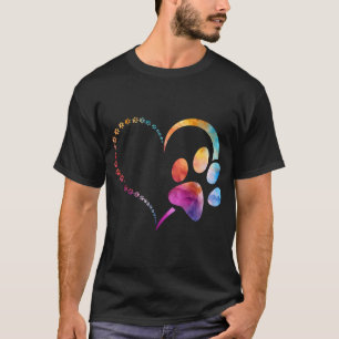 Tie-Dye-Bunte-Hundepfotenabdruck Pfoten Herz Hunde T-Shirt