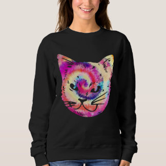 Tie Dye Cat Kitten  Hippie Sweatshirt