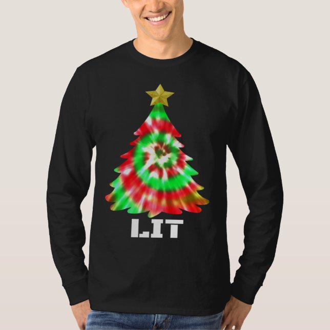 Tie Dye Christmas Tree Kids Boys Girls Teens T-Shirt (Vorderseite)