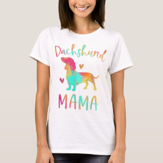 Tie Dye Dachshund Mama Mom Colorful Doxie Dog Mom T-Shirt