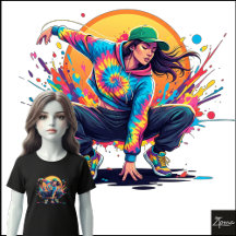 Tie-Dye Dancer Crouch Pose Splatter Art