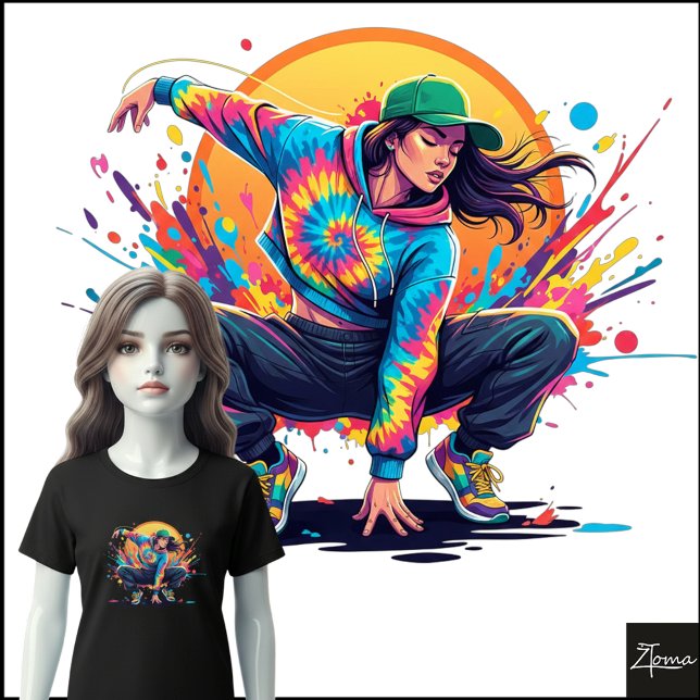 Tie-Dye Dancer Crouch Pose Splatter Art Tri-Blend Shirt (Von Creator hochgeladen)