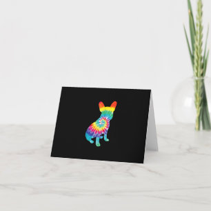 tie dye dog   hippie french bulldog   puppy gift karte