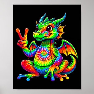 Tie-Dye-Drache-Friedenszeichen-Hype Poster