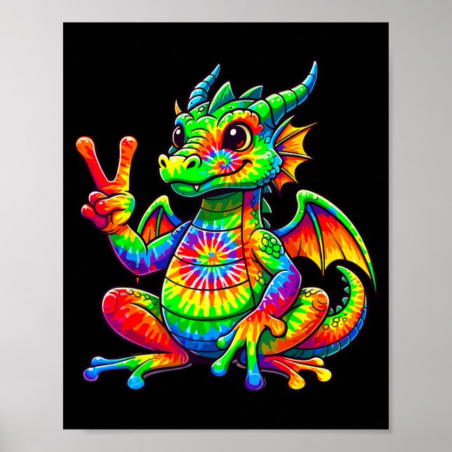 Tie-Dye-Drache-Friedenszeichen-Hype  Poster (Vorne)