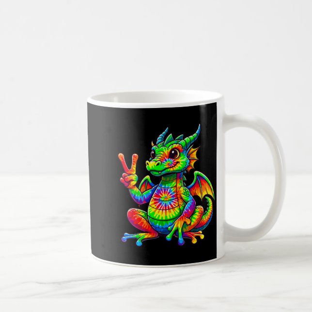 Tie-dye Dragon Peace Sign Hipe  Kaffeetasse (Rechts)