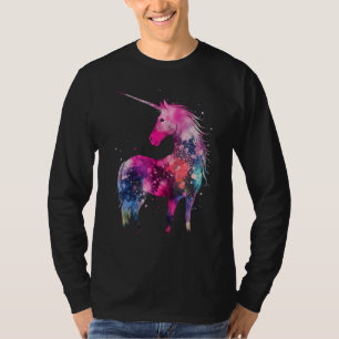 Tie-Dye-Einhorn Bunt Rosa Pferdesilhouette Mag T-Shirt