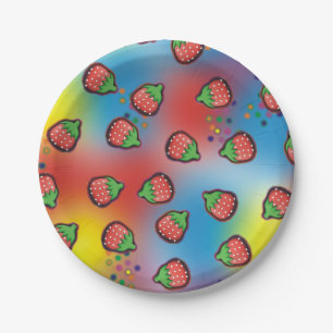 Tie Dye Erdbeerfelder Pappteller