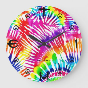 Tie-Dye-Farbburst Friedensdesign Wanduhr 