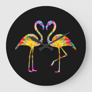 TIE DYE FLAMINGO GROßE WANDUHR